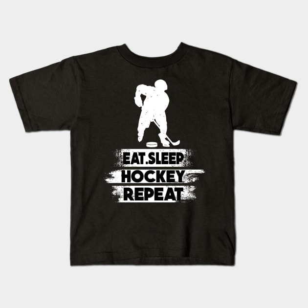 Eat Sleep Ice Hockey Repeat Kids T-Shirt by rhazi mode plagget